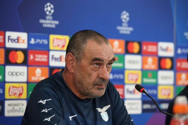 ROME, ITALY - SEPTEMBER 18: SS Lazio head coach Maurizio Sarri attends a press conference, ahead of their UEFA Champions League group stage match against Atletico Madrid, at Formello sports centre on September 18, 2023 in Rome, Italy. (Photo by Paolo Bruno/Getty Images)