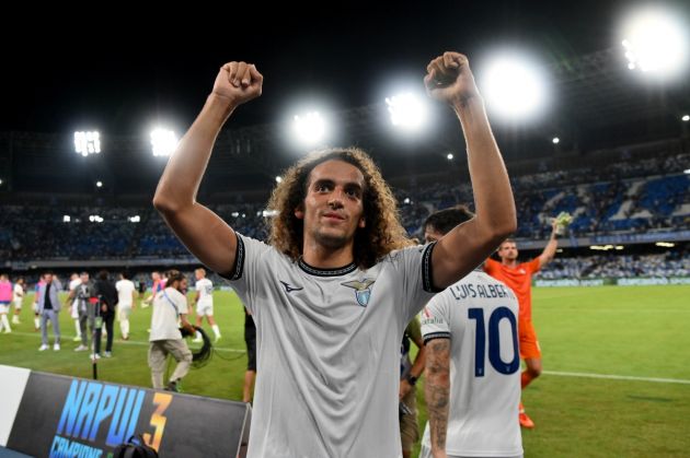 NAPLES, ITALY - SEPTEMBER 02: Matteo Guendouzi of SS Lazio celebrates a victoy after the Serie A TIM match between SSC Napoli and SS Lazio at Stadio Diego Armando Maradona on September 02, 2023 in Naples, Italy. (Photo by Marco Rosi - SS Lazio/Getty Images)