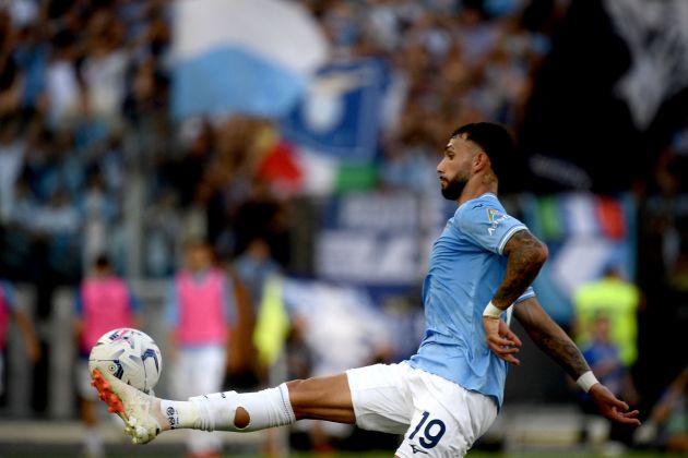 Lazio striker Valentin Castellanos controls the ball during the Italian Serie A football match between Lazio and Atalanta at the Olympic stadium in Rome on October 8, 2023. (Photo by Filippo MONTEFORTE / AFP) (Photo by FILIPPO MONTEFORTE/AFP via Getty Images)