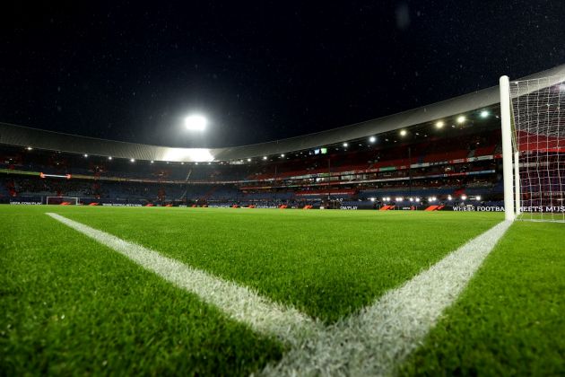 ROTTERDAM, NETHERLANDS - NOVEMBER 03: General view inside the stadium prior to the UEFA Europa League group F match between Feyenoord and SS Lazio at Feyenoord Stadium on November 03, 2022 in Rotterdam, Netherlands. (Photo by Dean Mouhtaropoulos/Getty Images)