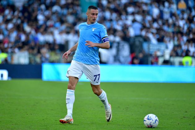 ROME, ITALY - OCTOBER 08: Adam Marusic of SS Lazio in action during the Serie A TIM match between SS Lazio and Atalanta BC at Stadio Olimpico on October 08, 2023 in Rome, Italy. (Photo by Marco Rosi - SS Lazio/Getty Images)