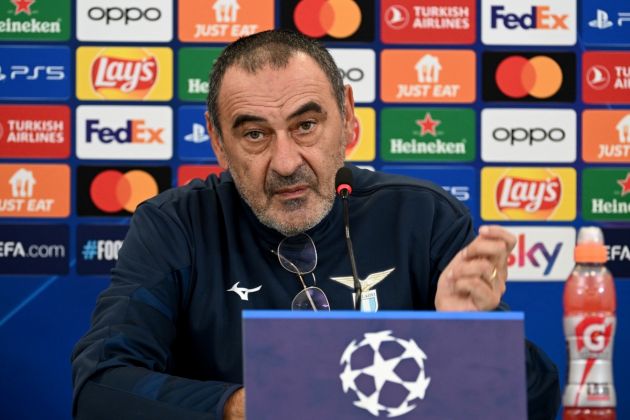 ROME, ITALY - NOVEBER 06: SS Lazio head coach Maurizio Sarri attends during the press conference before the UEFA Champions League group E match betwen SS Lazio and Feyenoord at Formello sport centre on November 06, 2023 in Rome, Italy. (Photo by Marco Rosi - SS Lazio/Getty Images)