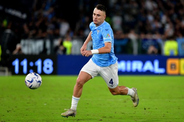 ROME, ITALY - SEPTEMBER 23: Patric of SS Lazio in action during the Serie A TIM match between SS Lazio and AC Monza at Stadio Olimpico on September 23, 2023 in Rome, Italy. (Photo by Marco Rosi - SS Lazio/Getty Images)