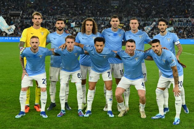 ROME, ITALY - OCTOBER 30: SS Lazio team line up during the Serie A TIM match between SS Lazio and ACF Fiorentina at Stadio Olimpico on October 30, 2023 in Rome, Italy. (Photo by Marco Rosi - SS Lazio/Getty Images)