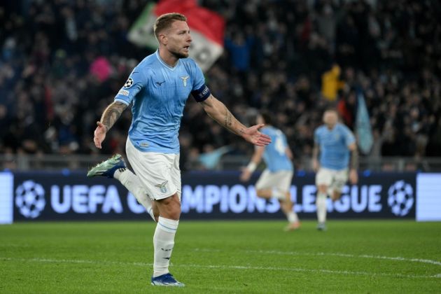 ROME, ITALY - NOVEMBER 28: Ciro Immobile of SS Lazio celebrates a second goal during the UEFA Champions League match between SS Lazio and Celtic FC at Stadio Olimpico on November 28, 2023 in Rome, Italy. (Photo by Marco Rosi - SS Lazio/Getty Images)