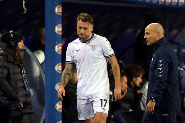 EMPOLI, ITALY - DECEMBER 22: Ciro Immobile of SS Lazio injured during the Serie A TIM match between Empoli FC and SS Lazio at Stadio Carlo Castellani on December 22, 2023 in Empoli, Italy. (Photo by Gabriele Maltinti/Getty Images)