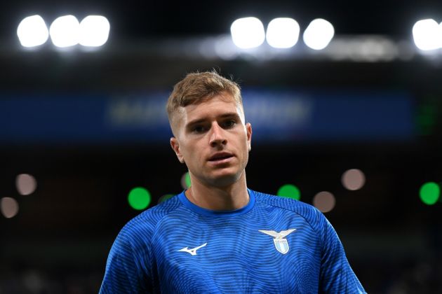 REGGIO NELL'EMILIA, ITALY - OCTOBER 21: Toma Basic of SS Lazio looks on during the Serie A TIM match between US Sassuolo and SS Lazio at Mapei Stadium - Citta' del Tricolore on October 21, 2023 in Reggio nell'Emilia, Italy. (Photo by Alessandro Sabattini/Getty Images)