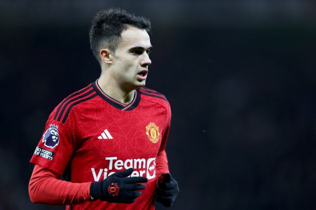 MANCHESTER, ENGLAND - DECEMBER 09: Sergio Reguilon of Manchester United in action during the Premier League match between Manchester United and AFC Bournemouth at Old Trafford on December 09, 2023 in Manchester, England. (Photo by Clive Brunskill/Getty Images)
