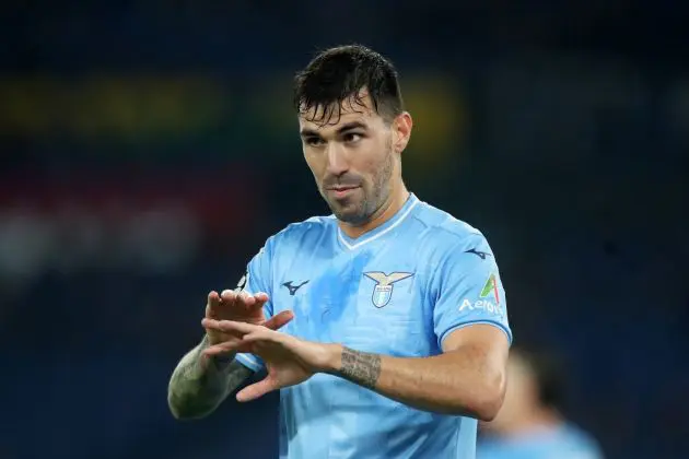 ROME, ITALY - NOVEMBER 07: Alessio Romagnoli of SS Lazio reacts during the UEFA Champions League match between SS Lazio and Feyenoord at Stadio Olimpico on November 07, 2023 in Rome, Italy. (Photo by Paolo Bruno/Getty Images)