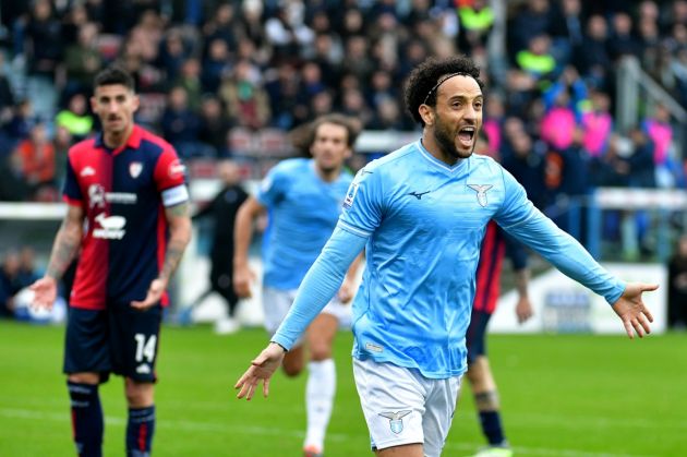 CAGLIARI, ITALY - FEBRUARY 10: Felipe Anderson of SS Lazio celebrates third goal during the Serie A TIM match between Cagliari and SS Lazio - Serie A TIM at Sardegna Arena on February 10, 2024 in Cagliari, Italy. (Photo by Marco Rosi - SS Lazio/Getty Images)