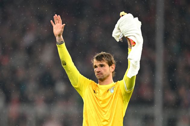 MUNICH, GERMANY - MARCH 05: Ivan Provedel of SS Lazio acknowledges the fans after the team's defeat in the UEFA Champions League 2023/24 round of 16 second leg match between FC Bayern München and SS Lazio at Allianz Arena on March 05, 2024 in Munich, Germany. (Photo by Christian Kaspar-Bartke/Getty Images)