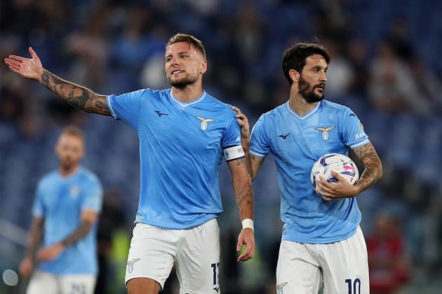ROME, ITALY - SEPTEMBER 27: Ciro Immobile and Luis Alberto of SS Lazio react during the Serie A TIM match between SS Lazio and Torino FC at Stadio Olimpico on September 27, 2023 in Rome, Italy. (Photo by Paolo Bruno/Getty Images)