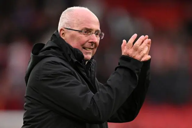 Liverpool Legends' manager Sven-Goran Eriksson applauds the fans following the Legends football match between Liverpool Legends and Ajax Legends at Anfield in Liverpool, north-west England on March 23, 2024. (Photo by Oli SCARFF / AFP) (Photo by OLI SCARFF/AFP via Getty Images)