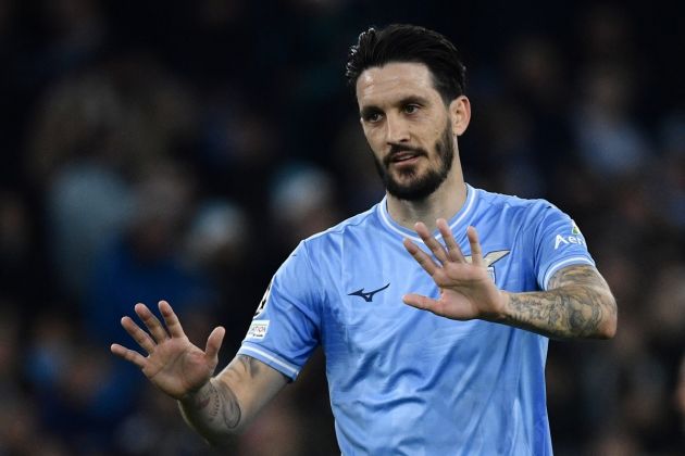 Lazio midfielder Luis Alberto gestures during the UEFA Champions League last 16 first leg between Lazio and Bayern Munich at the Olympic stadium on February 14, 2024 in Rome. (Photo by Filippo MONTEFORTE / AFP) (Photo by FILIPPO MONTEFORTE/AFP via Getty Images)