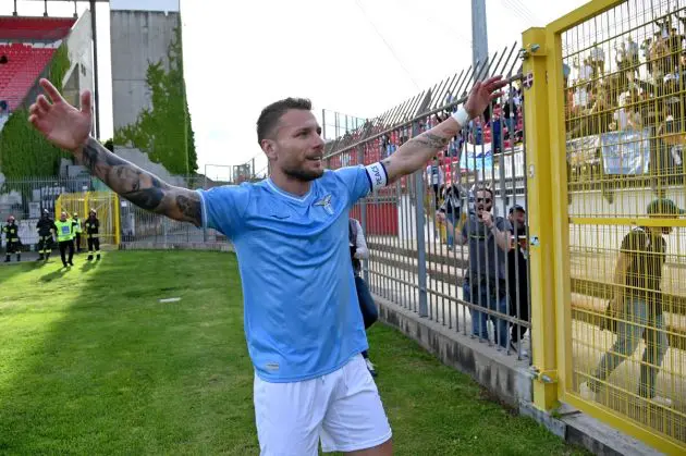 MONZA, ITALY - MAY 04: Ciro Immobile of SS Lazio celebrates a opening goal during the Serie A TIM match between AC Monza and SS Lazio at U-Power Stadium on May 04, 2024 in Monza, Italy. (Photo by Marco Rosi - SS Lazio/Getty Images)