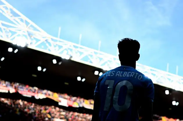 GENOA, ITALY - APRIL 19: Napoli target Luis Alberto of Lazio looks on during the Serie A TIM match between Genoa CFC and SS Lazio at Stadio Luigi Ferraris on April 19, 2024 in Genoa, Italy. (Photo by Simone Arveda/Getty Images)