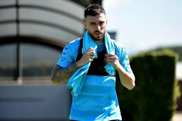 ROME, ITALY - MARCH 20: Mario Gila of SS Lazio during the SS Lazio training session at the Formello sport centre on March 20, 2024 in Rome, Italy. (Photo by Marco Rosi/Getty Images)