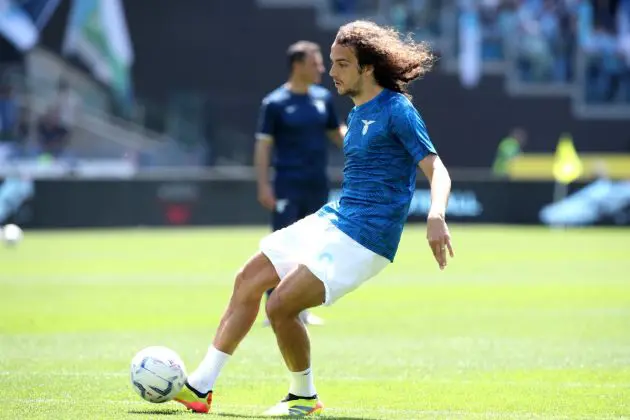 ROME, ITALY - MAY 12: Former Arsenal midfielder Matteo Guendouzi of SS Lazio warms up prior to the Serie A TIM match between SS Lazio and Empoli FC at Stadio Olimpico on May 12, 2024 in Rome, Italy. (Photo by Paolo Bruno/Getty Images)
