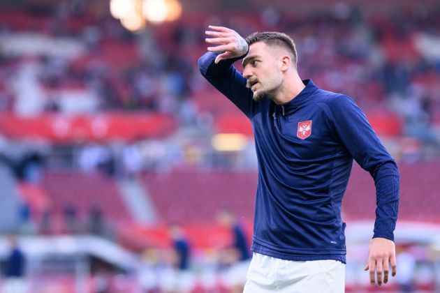 VIENNA, AUSTRIA - JUNE 04: Sergej Milinkovic-Savic of Serbia warms up prior to the international friendly match between Austria and Serbia at Ernst Happel Stadion on June 04, 2024 in Vienna, Austria. (Photo by Christian Bruna/Getty Images)