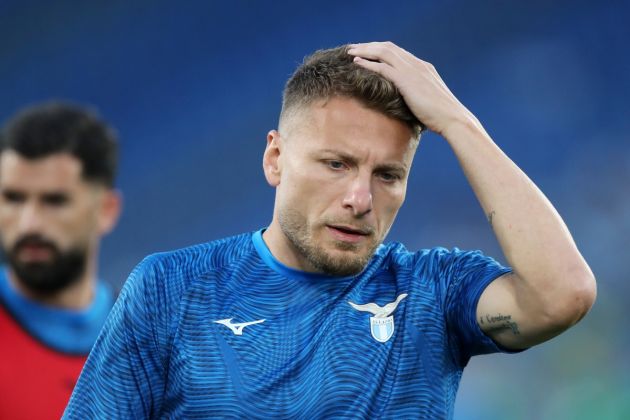 ROME, ITALY - MAY 26: Ciro Immobile of SS Lazio looks on as he warms up prior to the Serie A TIM match between SS Lazio and US Sassuolo at Stadio Olimpico on May 26, 2024 in Rome, Italy. (Photo by Paolo Bruno/Getty Images)