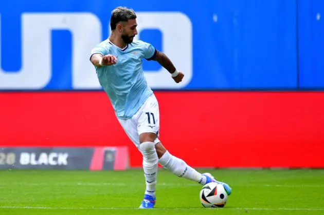 ROSTOCK, GERMANY - JULY 27: Valentin Castellanos of SS Lazio in action during the match between Hansa Rostock v SS Lazio - Pre-season friendly at Ostseestadion stadium on July 27, 2024 in Rostock, Germany. (Photo by Marco Rosi - SS Lazio/Getty Images)