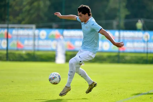 AURONZO DI CADORE, ITALY - JULY 14: Matteo Cancellieri of SS Lazio during the match between SS Lazio and Auronzo di Cadore Pre-season friendly on July 14, 2024 in Auronzo di Cadore, Italy. (Photo by Marco Rosi - SS Lazio/Getty Images)