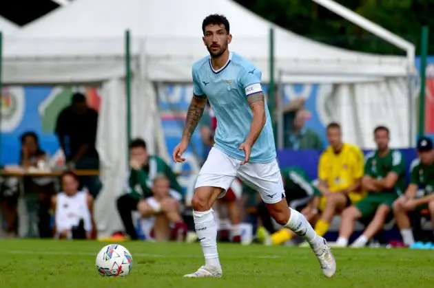 AURONZO DI CADORE, ITALY - JULY 18: Danilo Cataldi of SS Lazio during the match between SS Lazio v Trapani - Pre-Season friendly on July 18, 2024 in Auronzo di Cadore, Italy. (Photo by Marco Rosi - SS Lazio/Getty Images)