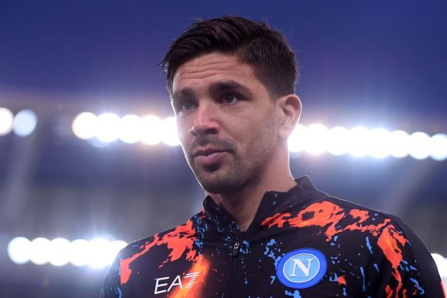 UDINE, ITALY - MAY 06: Giovanni Simeone of SSC Napoli looks on during the Serie A TIM match between Udinese Calcio and SSC Napoli at Dacia Arena on May 06, 2024 in Udine, Italy. (Photo by Alessandro Sabattini/Getty Images)