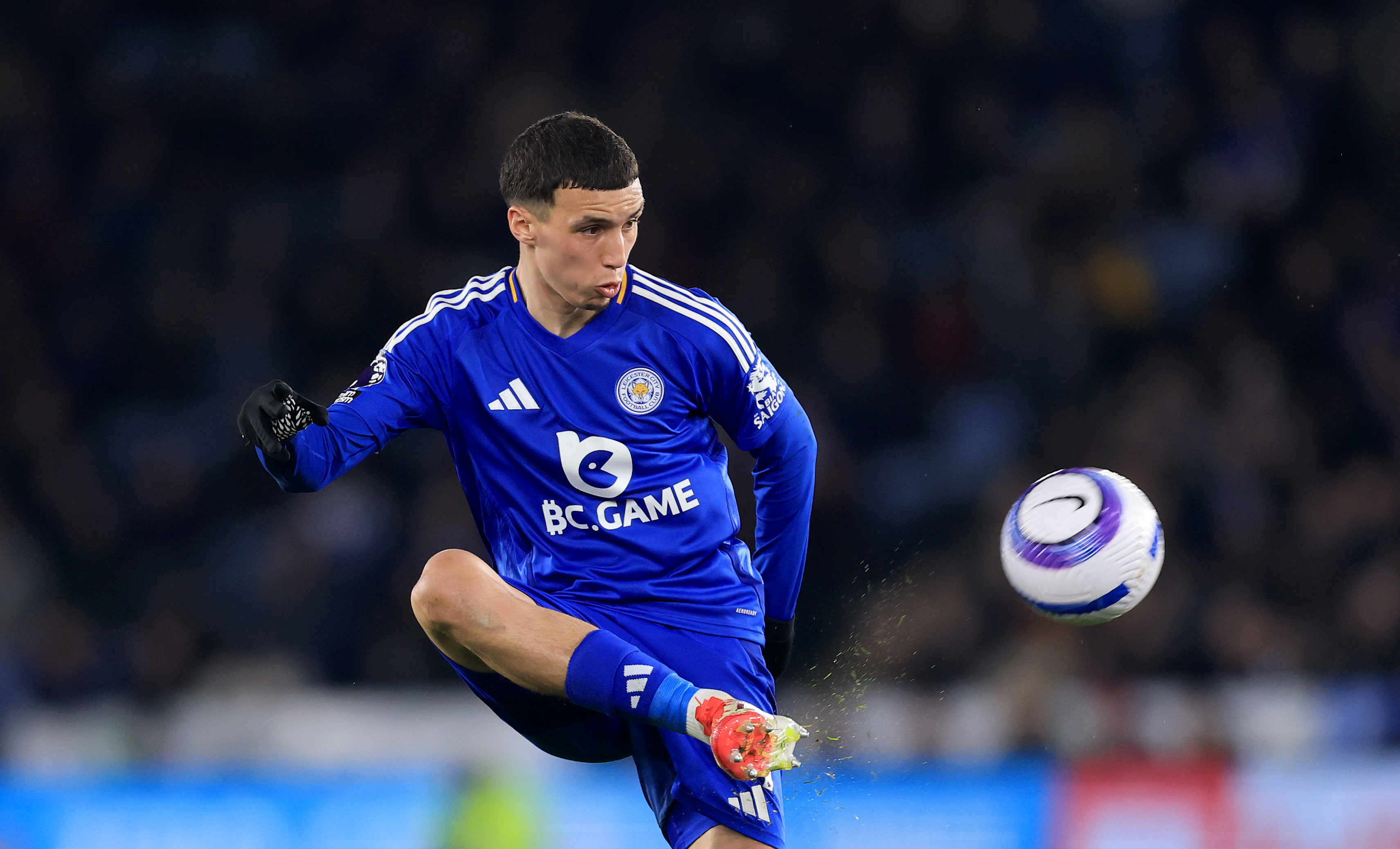 Bilal El Khannouss in action for Leicester