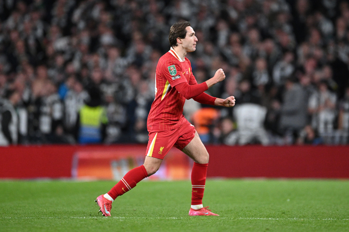 Federico Chiesa celebrates scoring for Liverpool