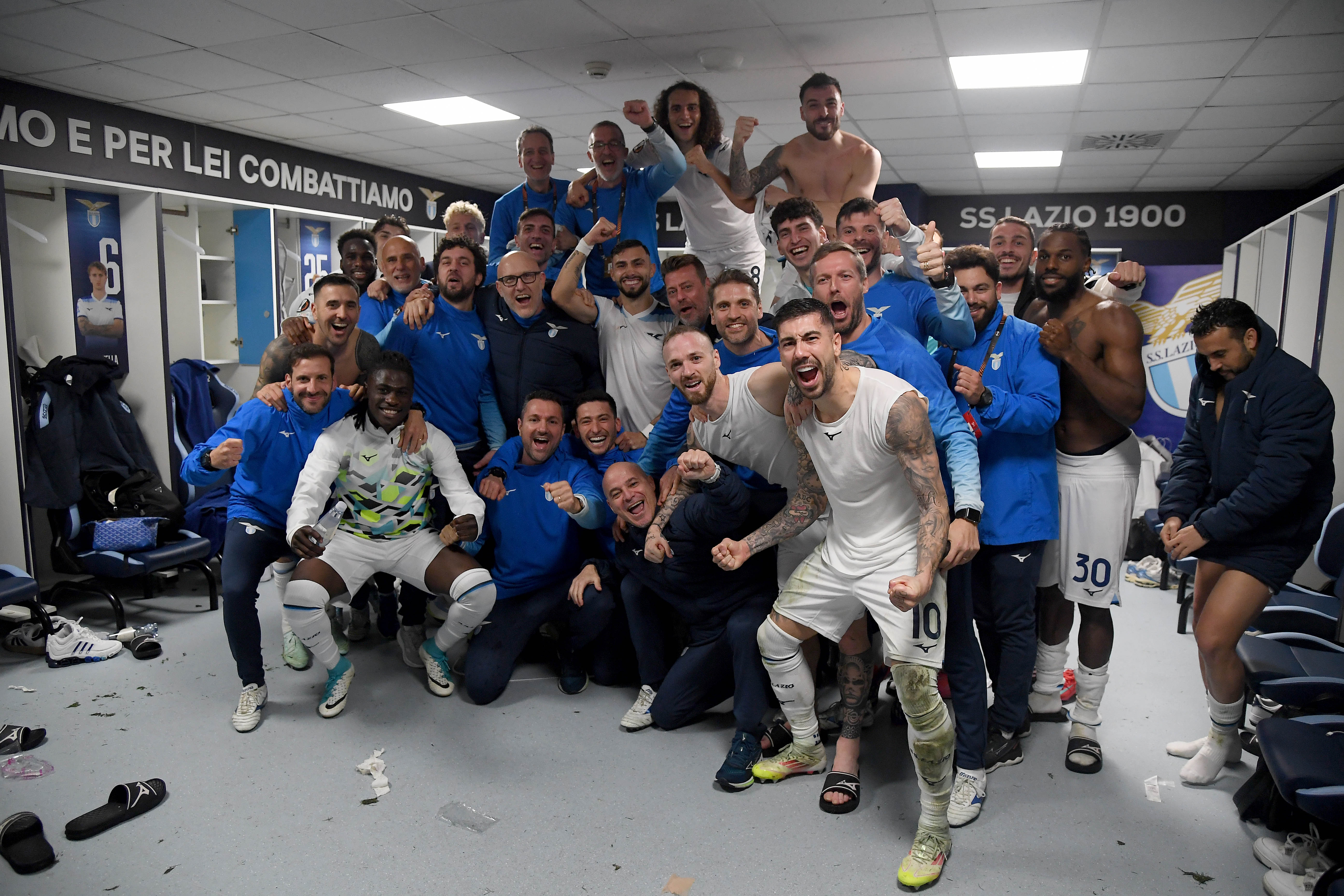 Lazio players celebrating