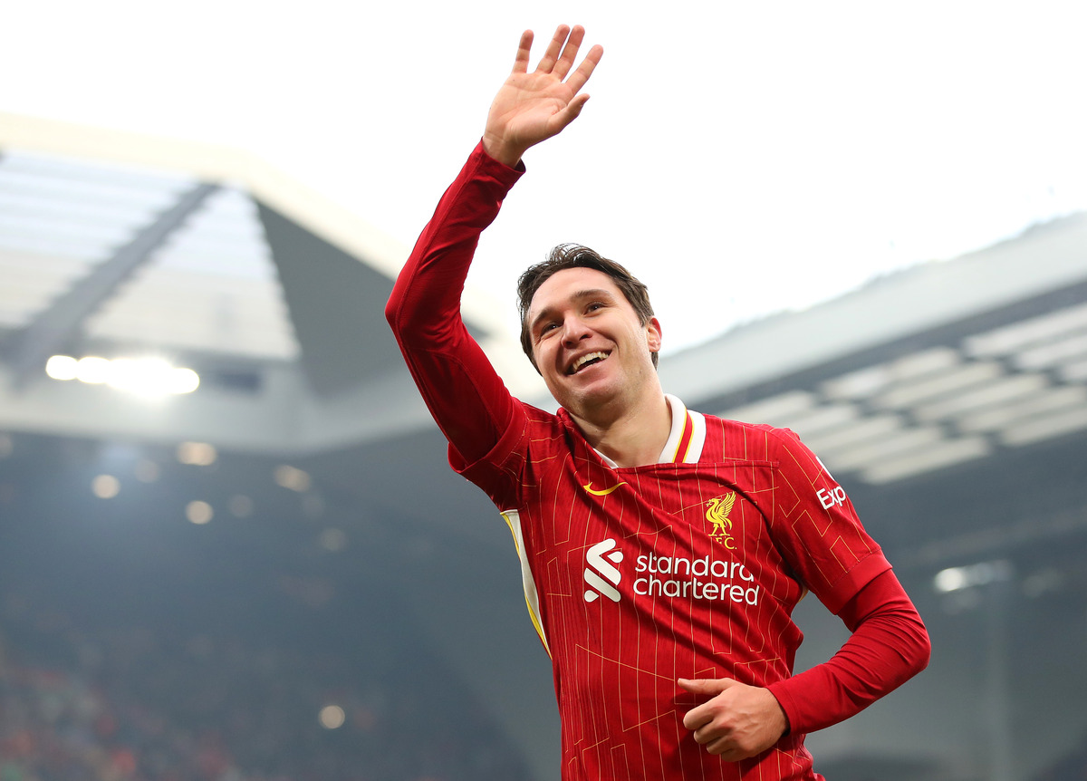 Federico Chiesa saluting Liverpool supporters
