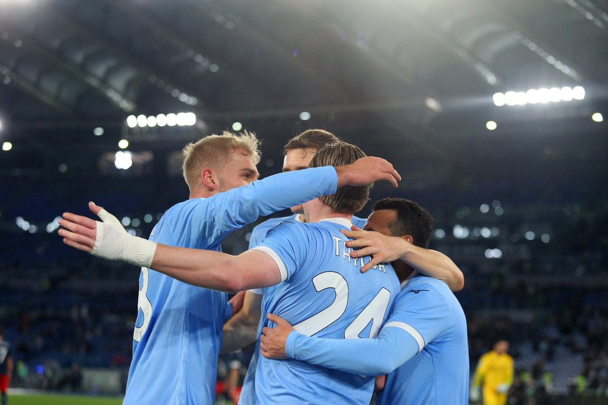 Lazio players celebrating